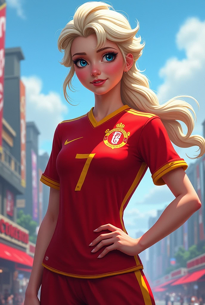 princess elsa wearing galatasaray jersey 