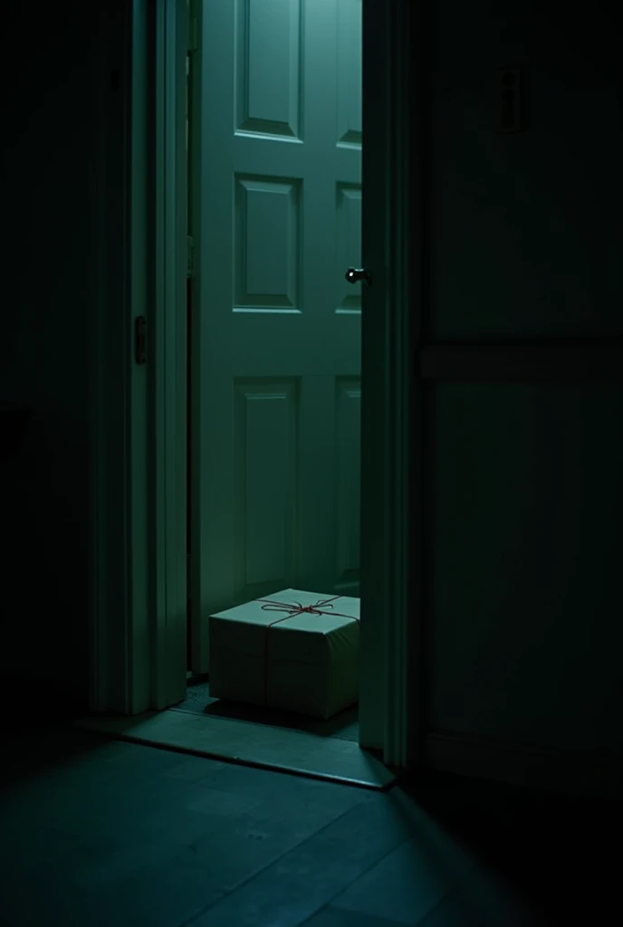 A medium-sized, unwrapped package blocking a closed front door of a single-person apartment building in the US at night. The scene is dimly lit with an eerie glow. A diagonal angle shot focusing on the package with a narrow depth of field. Create a spooky atmosphere.
A mysterious, unadorned package left on a doorstep of a single-person apartment building in the US in the dark. The only light source is an ominous glow emanating from the package. The diagonal shot and shallow depth of field should create a sense of dread and anticipation.
A forgotten package, left on a doorstep of a single-person apartment building in the US in the dead of night. The viewer should feel a sense of unease as they peer through a keyhole at the ominous object. The diagonal composition and shallow depth of field emphasize the isolation and mystery.
A dark, narrow hallway of a single-person apartment building in the US. A single ray of light illuminates a medium-sized, plain package blocking a door. The diagonal composition and shallow depth of field create a sense of unease and isolation.