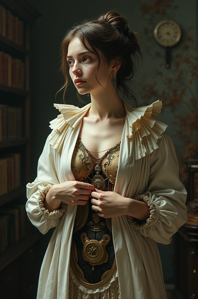A woman opens her Novel body