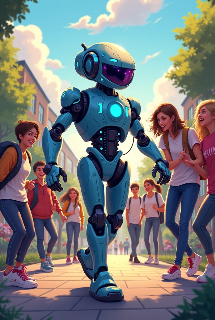 School mascot related to computer science and a group of crazy teenagers