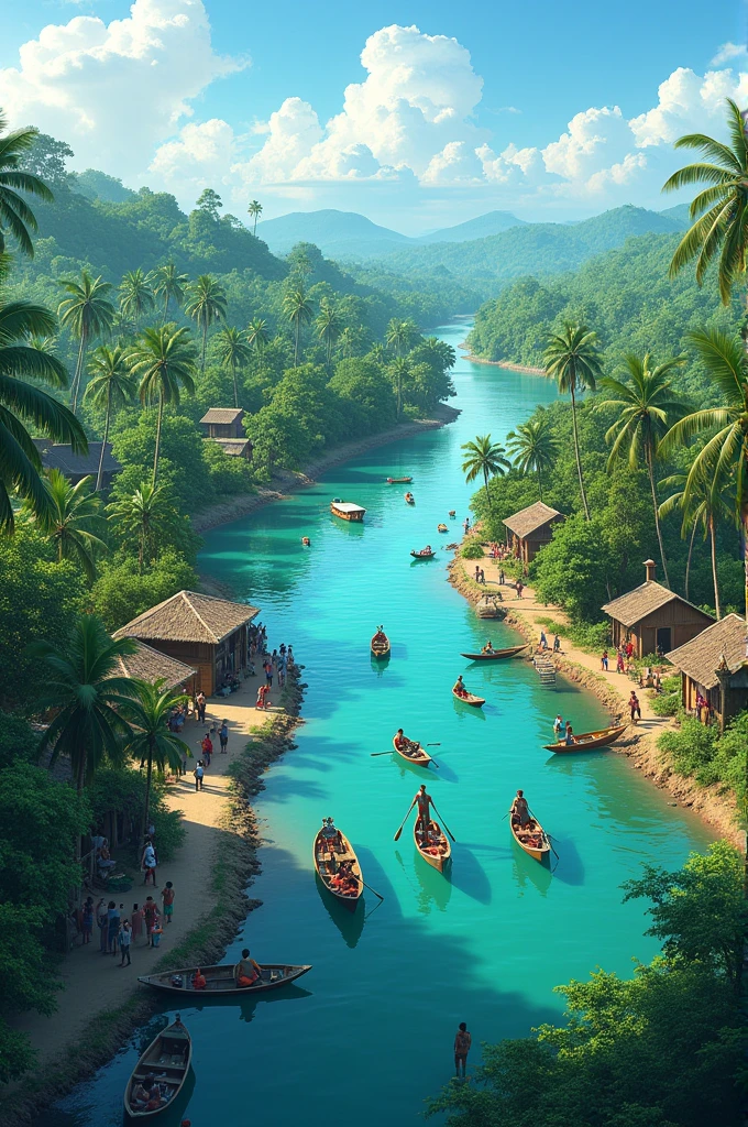 Make landscape on "Our village is located near the backwaters of Kerala. Here, the freshwater from the rivers meets the
seawater from the Arabian Sea. You can see an expanse of coconut fields, farms growing spices and
mangroves too. We could explore the village and neighbouring areas and give you a taste of village
life. You will love the food and the people. I could also teach you how to fish! This is also the time
when the famous snake boat races are organized in Kerala. We could attend one of them too."