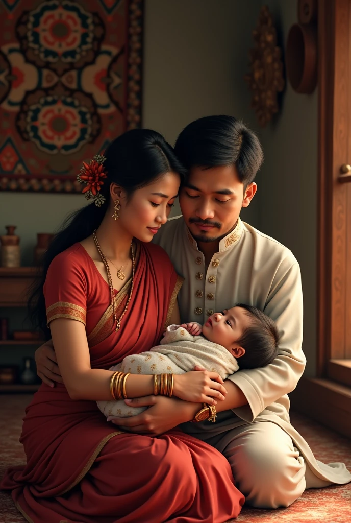 नेपाली विवाहित जोडि बच्चा समाउँदै
