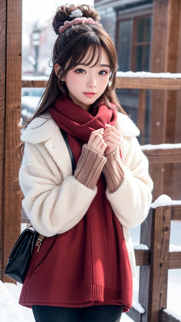 One person, solo, High resolution, Gaze, Blushing、Winter clothes