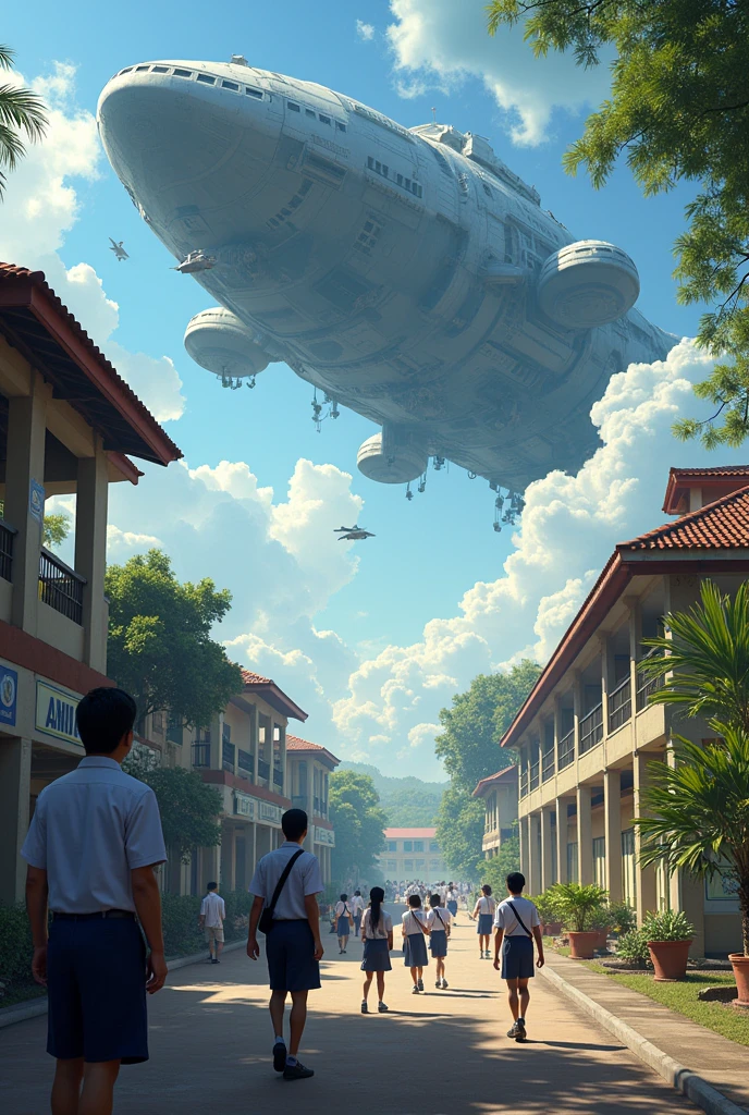 School in the Philippines with alien spaceship and invasion