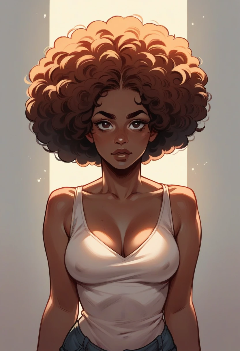 Make 2 black afro girls, one curly, 1 redhead, 1 blonde and 1 brunette