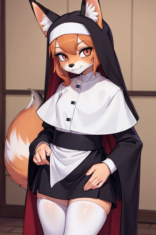 Fox boy wear nun uniform