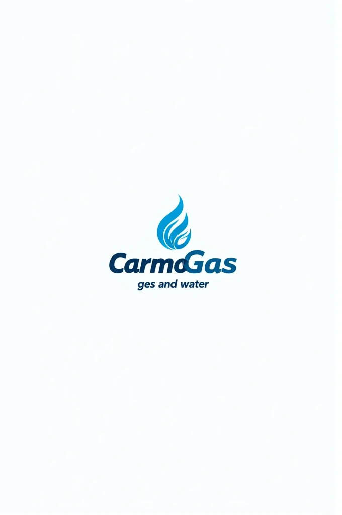 Create a logo with your name "Carmo Gas", below put in smaller letters " gas and water" in Portuguese and a drawing of a gas or water on top, all in blue color