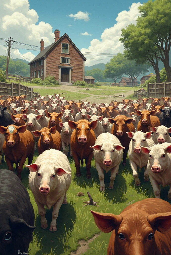 create an image based on chapter IV of the book animal farm