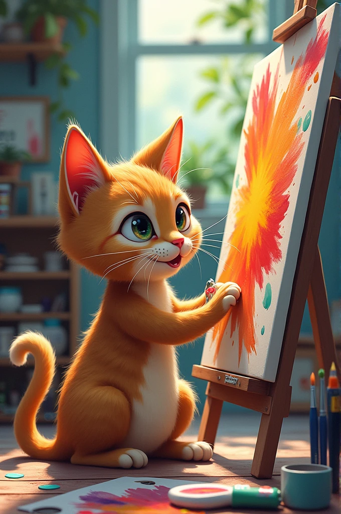 Cat making his own painting