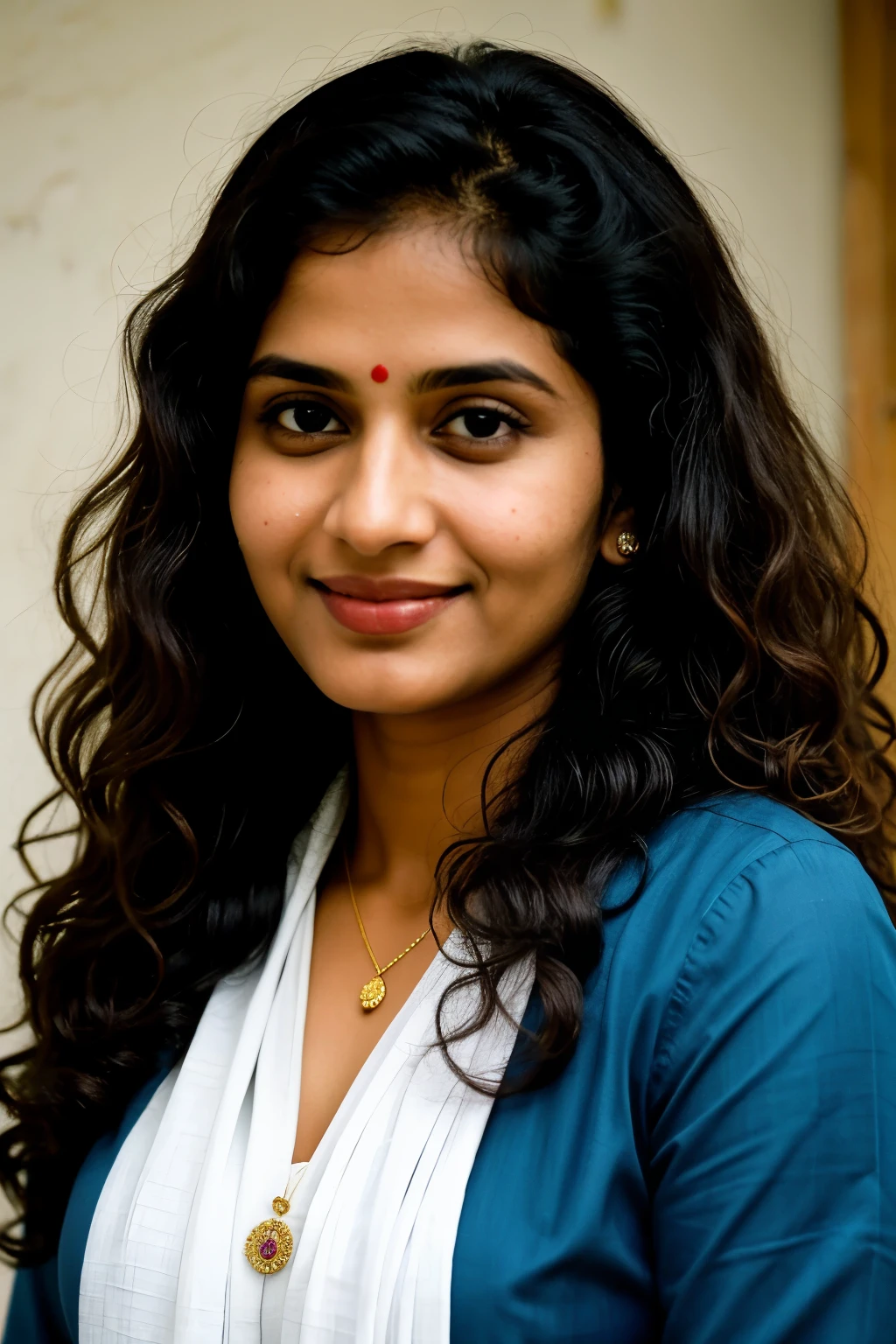 ((best quality)), ((masterpiece)), (detailed), 36 years old Kerala muslim woman with wavy hair.