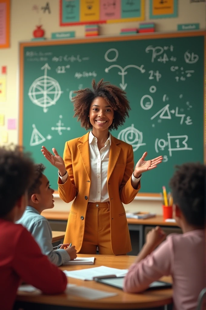 Generate a photo that one teacher is explaining maths in very easy way with lots tricks