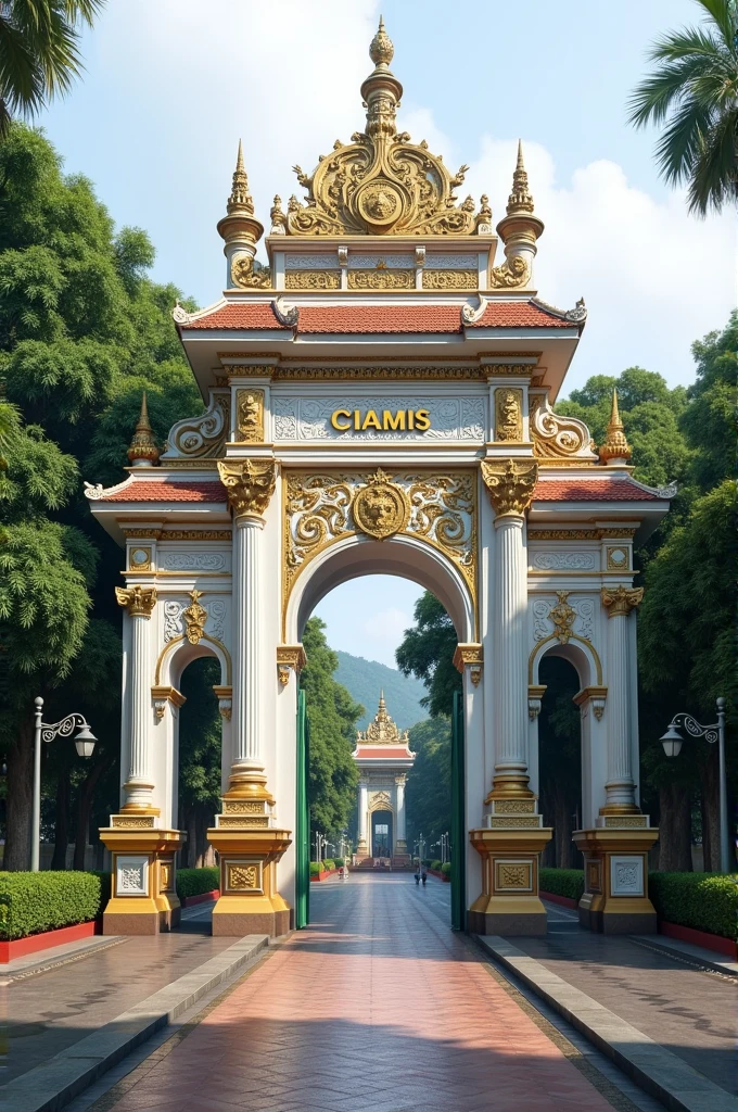 Republic of Indonesia anniversary gate with Ciamis district written on it