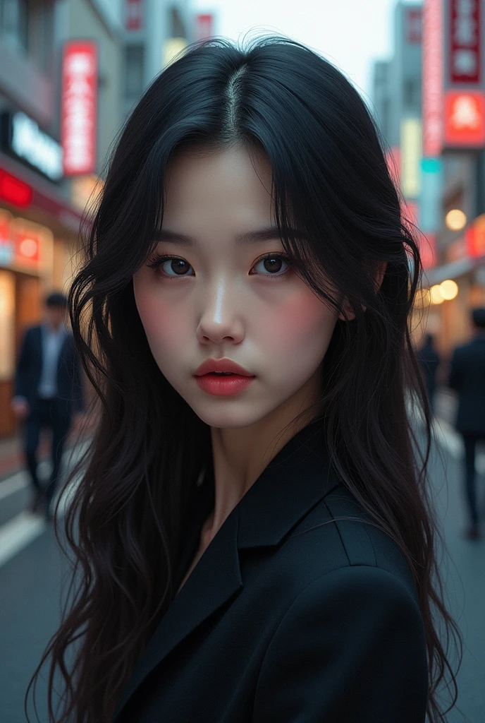 、Beautiful Face、Beautiful Eyes、Realistic、Long Hair、All、Tokyo、Busy Street