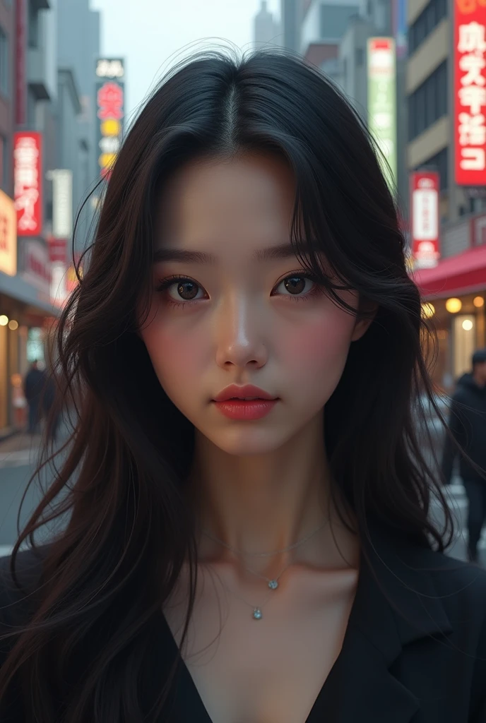 、Beautiful Face、Beautiful Eyes、Realistic、Long Hair、All、Tokyo、Busy Street