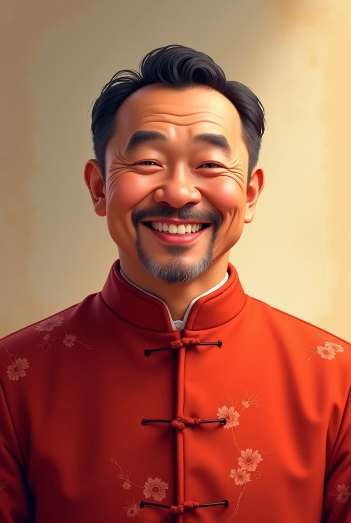 A Happy Chinese Man Named Xing Ling Wearing Red Clothes From China