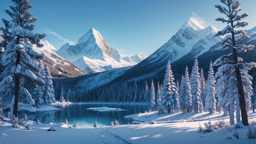 ((masterpiece)),((Highest quality)),((High Detail)),nobody,background, fantasy, ice,Pastel-colored forest,snow,Mountain,gem,Sparkling