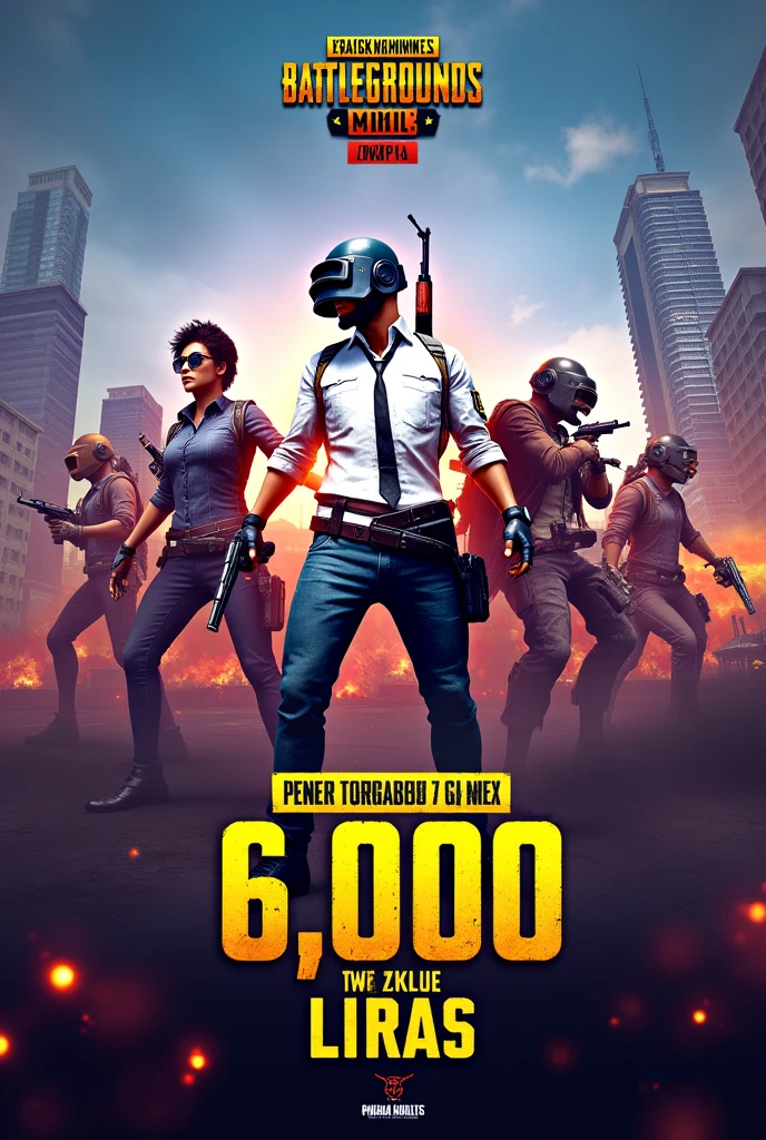 A pubg mobile tournament poster with a prize of 6 thousand Turkish liras 