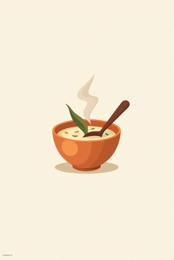 Logo for a social project called spoon of affection in Portuguese with a steaming bowl of soup.