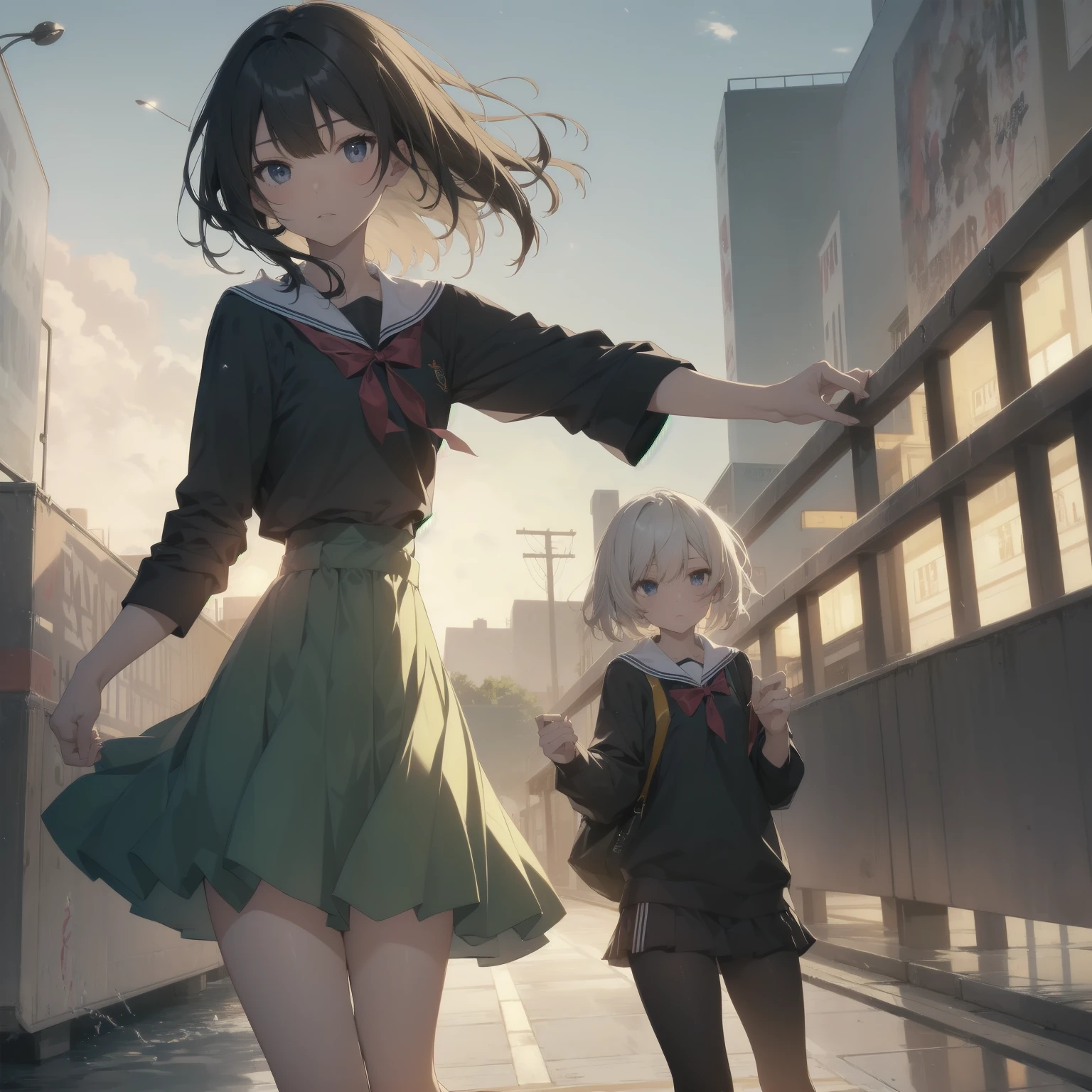 ultra-absurdres-Top quality by artist God, ultra-detailed, high resolution, anime moe artstyle, best anime 8k konachan wallpaper, pixiv contest winner, pool:2810, perfect anatomy,break, 1girl, (Please draw a girl walking sleepily to school alone. )break,(Solo,little female, 13-year-old:1.3),Full limbs, complete fingers,a junior high school student, (very short hair), short cut, flat chest, , small butt, small black eyes, beautiful detailed eyes, well-proportioned iris and pupils, expressive eyes, highres detailed hair, soft expression, salor school_uniform, sailor collar, serahuku, bow, pleated skirt,(Detailed Lighting), (Detailed background), in the School commute route. break,super detailed skin, Best cinematic lighting powered by famous artist, 8k,beauty illustration,photoshop_(medium),very aesthetic,break,((artist:shiromanta )), artist:clamp ,artist:carnelian ,artist:kantoku ,
