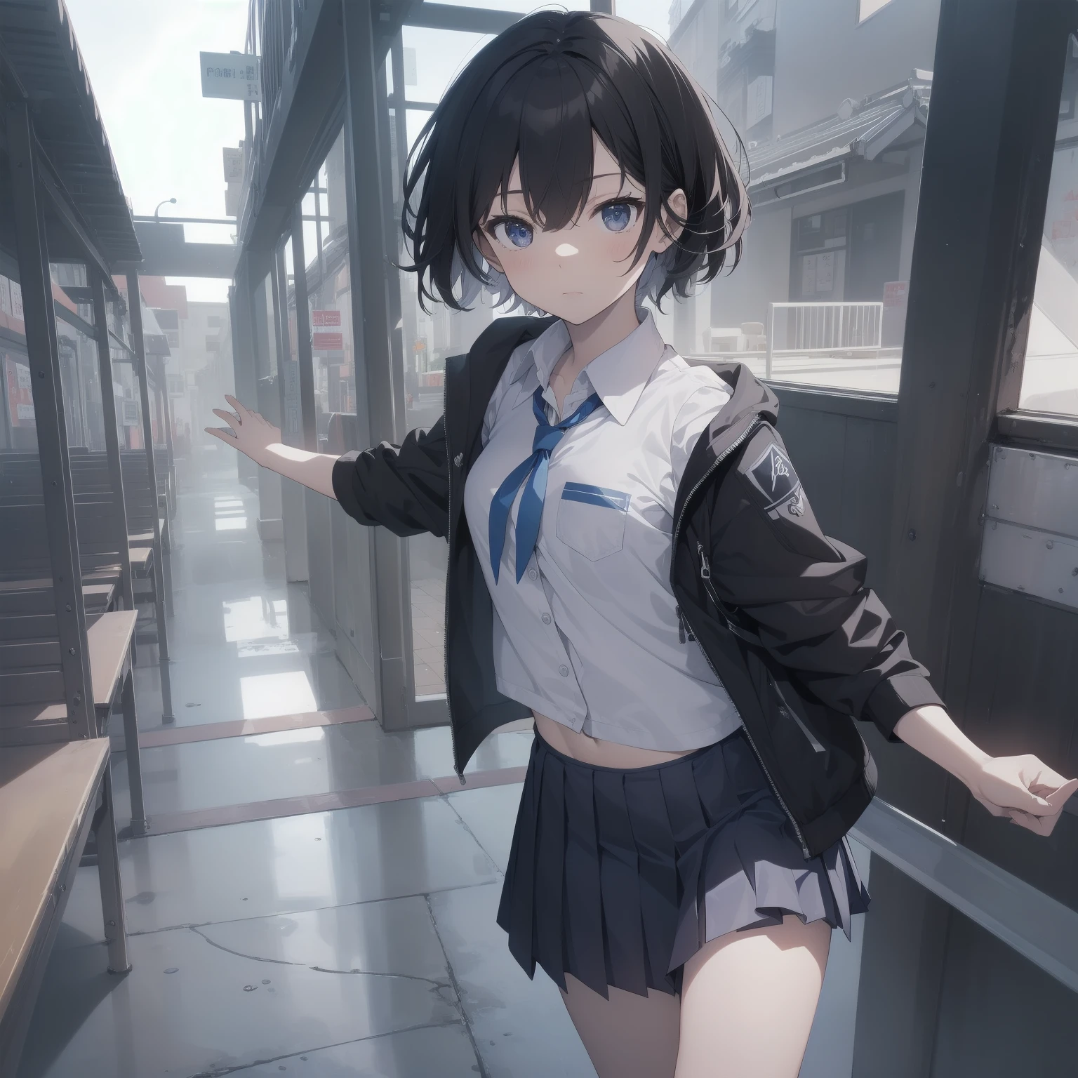 ultra-absurdres-Top quality by artist God, ultra-detailed, high resolution, anime moe artstyle, best anime 8k konachan wallpaper, pixiv contest winner, pool:2810, perfect anatomy,break, 1girl, (Please draw a girl walking sleepily to school alone. )break,(Solo,little female, 13-year-old:1.3),Full limbs, complete fingers,a junior high school student, (very short hair), short cut, flat chest, , small butt, small black eyes, beautiful detailed eyes, well-proportioned iris and pupils, expressive eyes, highres detailed hair, soft expression, salor school_uniform, sailor collar, serahuku, bow, pleated skirt,(Detailed Lighting), (Detailed background), in the School commute route. break,super detailed skin, Best cinematic lighting powered by famous artist, 8k,beauty illustration,photoshop_(medium),very aesthetic,break,((artist:shiromanta )), artist:clamp ,artist:carnelian ,artist:kantoku ,
