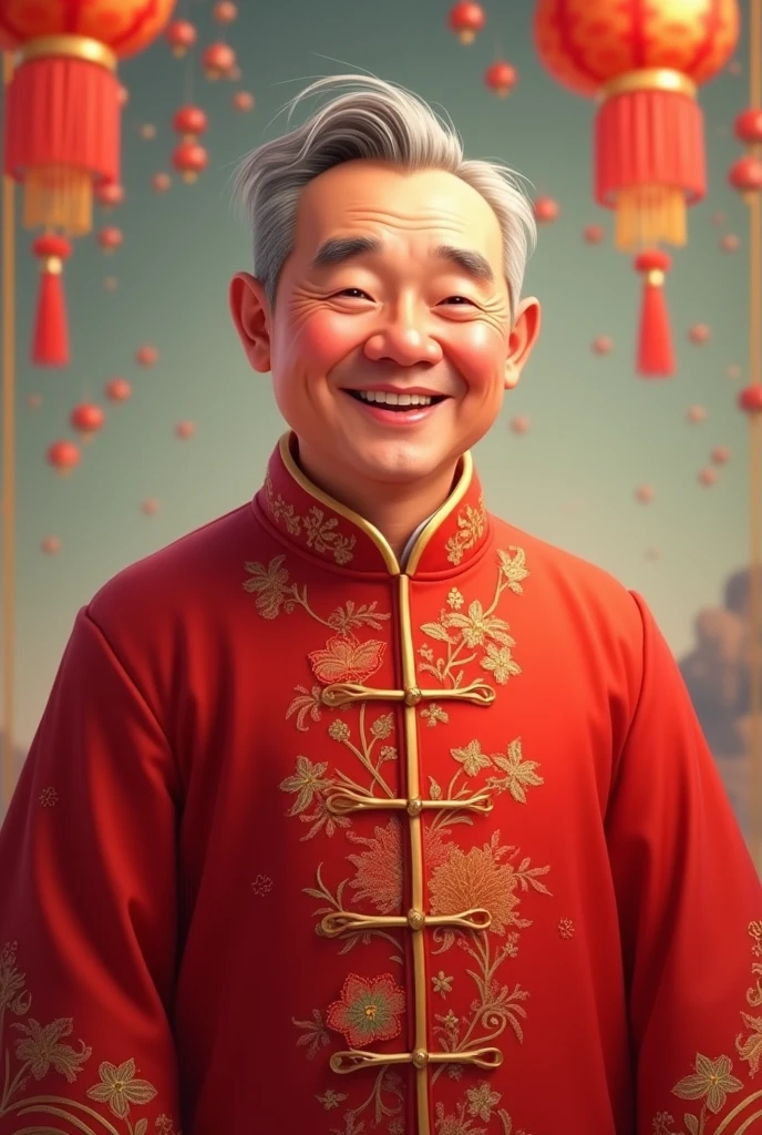 A Happy Chinese Man Named Xing Ling Wearing Red Clothes From China