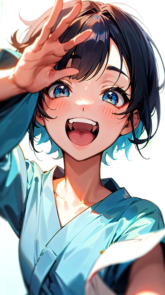 One person, smile, Open your mouth, Anime Style, Bob、Kusege、