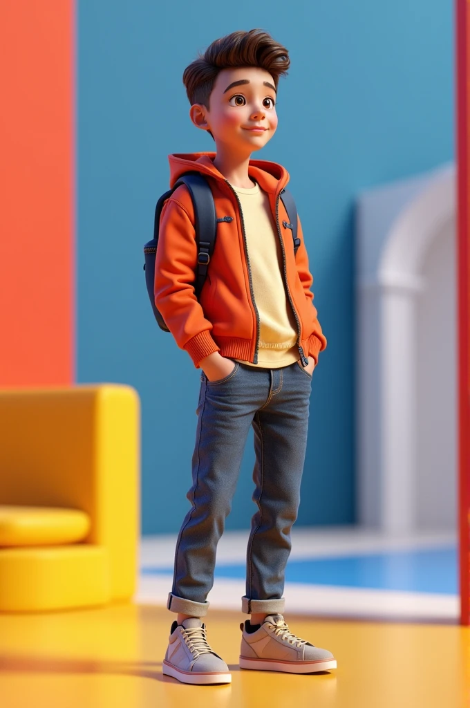 One boy 3d animation style attractive clothes or attractive look 