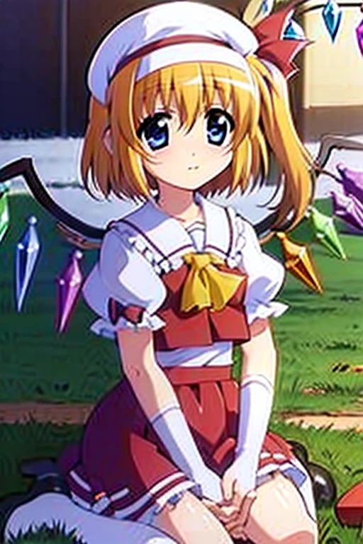 (((Flandre Suzuka Costume)))、White ribbon、1girl