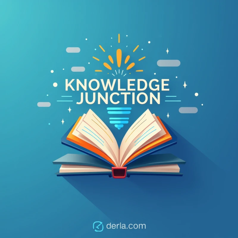 Design a profile photo for 'Knowledge Junction.' The image should feature a modern, clean design that reflects knowledge and learning. Incorporate a stylized lightbulb or book icon to symbolize ideas and education. Use a vibrant, engaging color palette with shades of blue and orange to convey professionalism and creativity. The text 'Knowledge Junction' should be prominently displayed in a clear, professional font. Ensure the design is simple yet eye-catching, suitable for a small profile picture.