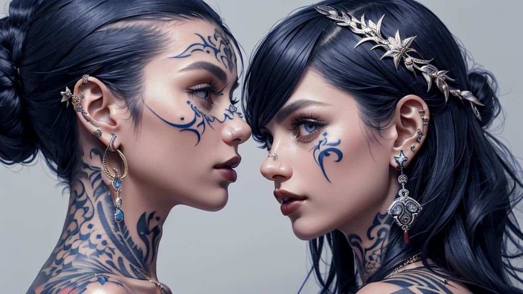 icon for profile, magic tattooed girl, with jewelry.
