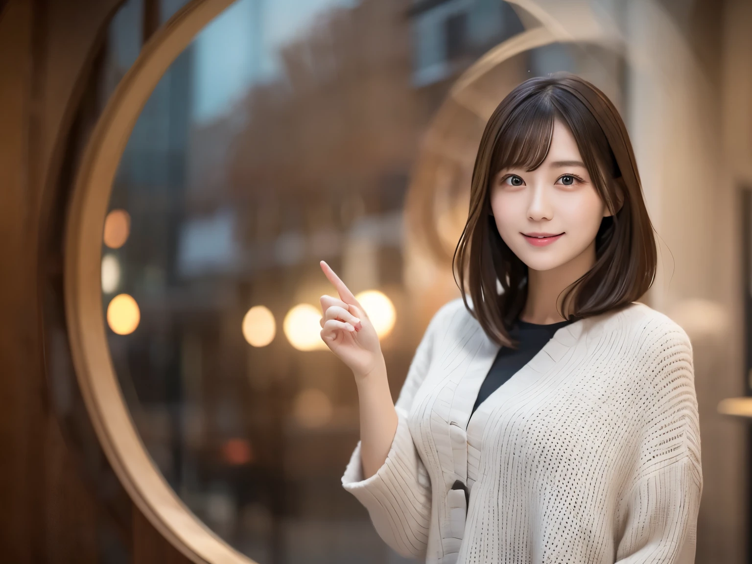 27-year-old female pointing to the side with her finger raised, High quality stock photos, With index finger, Young Japanese girl, Agile young woman, White background, Pointing a finger, Japanese women, elegant Japanese women, Asian Woman, 若いAsian Woman, 27-year-old female, 27-year-old female, Women&#39;s photos, a 若いAsian Woman、Office Casual
