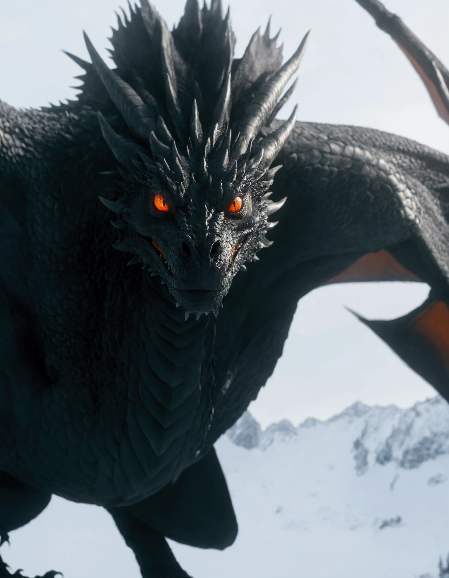 That dragon, black, with orange eyes