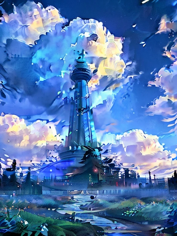 obra de artistry, 最high qualiy, high qualiy,very detailled CG unity 8k wallpaper, Enchanting and dreamy fantasy forest setting, garden of seven colors, Fairy Valley with a River Flowing Through It, Mysterious and fascinating, Blue sky of heaven, White dove flies, Complex, sunset, pastel colored, rewarded photography, Written limit depth, high resolution, blossom, Chromatic aberration ,realisitic,very detailled, white cloud, trends at CGSociety, Complex, attention to the details, Dramatic, artistry:The middle of a journey