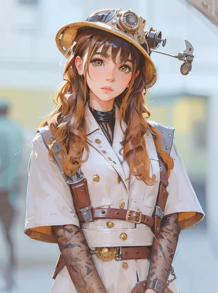 ((Best Quality, 8K, Masterpiece: 1.3)), best quality, ultra high res, a woman in a hat and trench coat with a steampunk hat, wearing steampunk attire, steampunk clothes, steampunk aesthetic, fantasy style clothing, sakimichan, steampunk beautiful anime woman, fashionable rpg clothing, steampunk style, ( steampunk ), (steampunk), beautiful cowboy witch, steam punk style, young girl in steampunk clothes, steampunk girl, rena nounen style 3/4tranger things, down in the sewers of london, advert