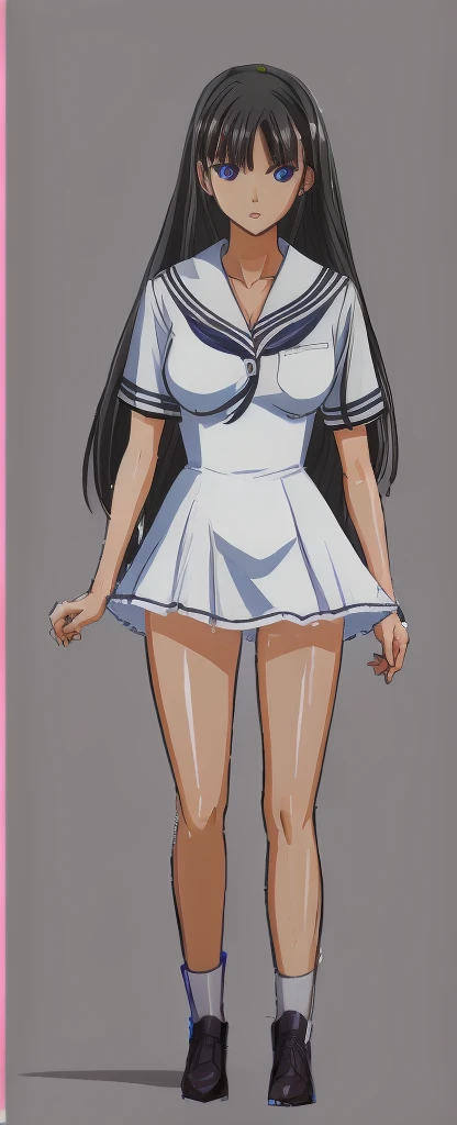 Mizushima Asa, a girl with big breasts and beautiful legs, stands glaring at us in a miniskirt uniform.。