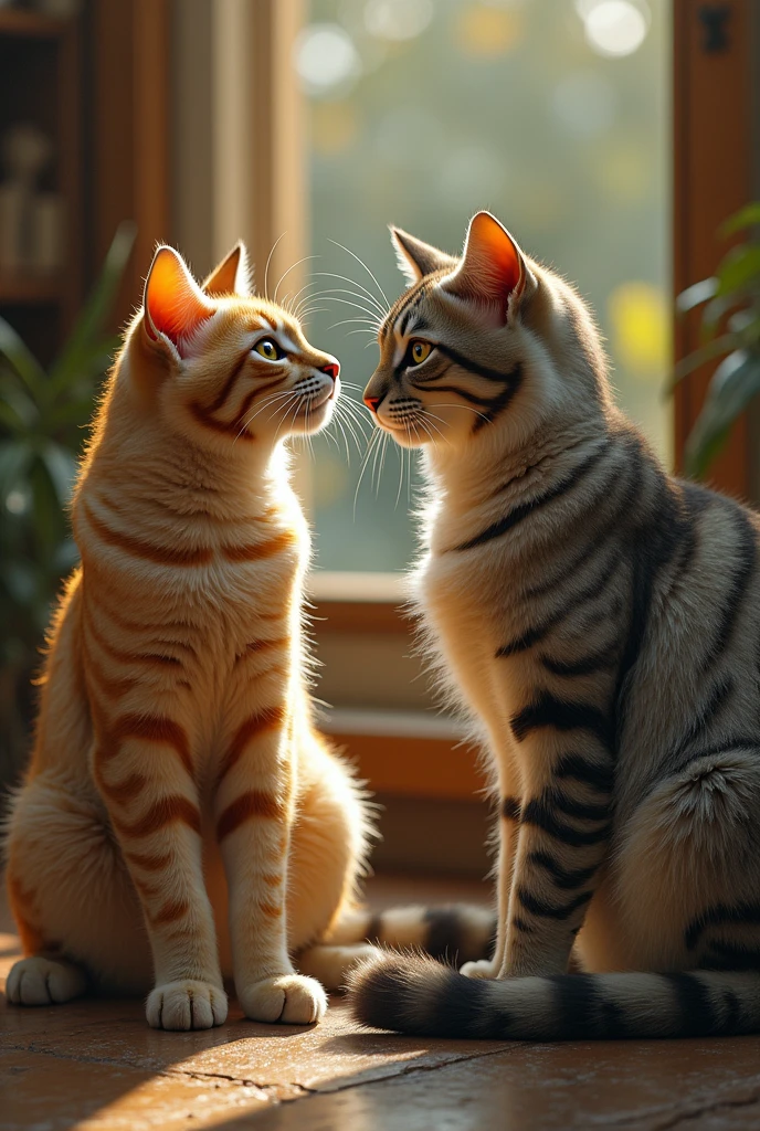 A scene of large cats having a meeting