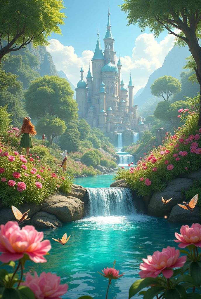 Tells the story of the city, showing its abundance, lots of flowers blooming, fairies living happily, and having a water source.