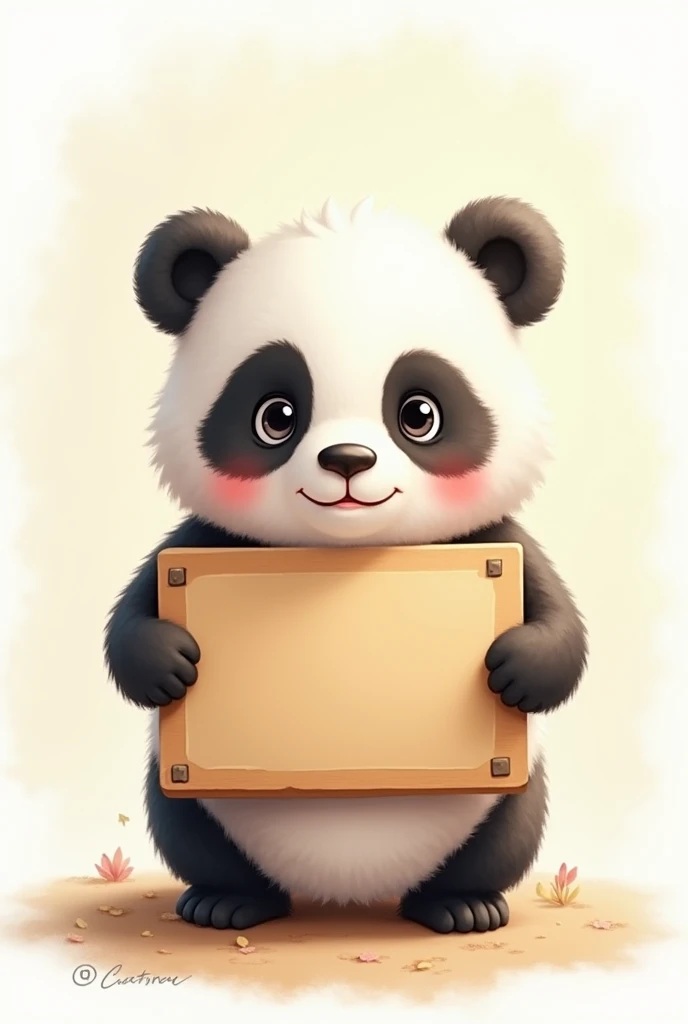 A cute panda holding a board