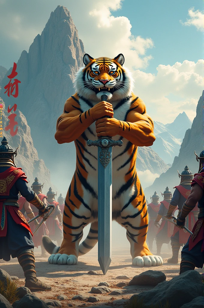 Tiger with big sword warriors