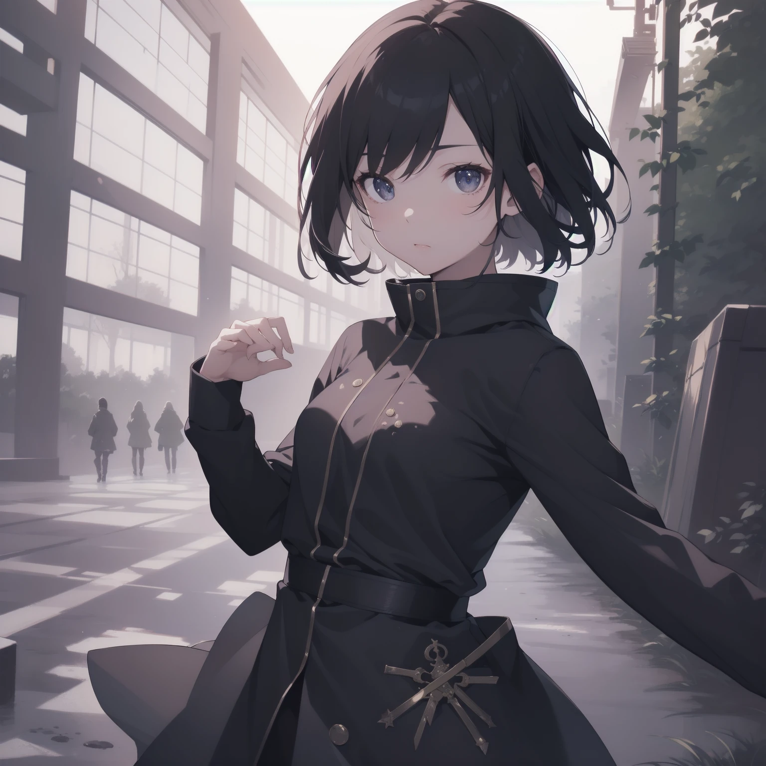 ultra-absurdres-Top quality by artist God, ultra-detailed, high resolution, anime moe artstyle, best anime 8k konachan wallpaper, pixiv contest winner, pool:2810, perfect anatomy,break, 1girl, ninja, (Please draw a ninja girl walking sleepily to forest alone. )break,(Solo,little female, 10-year-old:1.3),Full limbs, complete fingers,(very short hair), short cut, flat chest, thighs, small butt, small black eyes, beautiful detailed eyes, well-proportioned iris and pupils, expressive eyes, highres detailed hair, expressionless,ninja clothes, short kimono, short shorts, scarf, (Detailed Lighting), (Detailed background), night, in the forest. break,super detailed skin, Best cinematic lighting powered by famous artist, 8k,beauty illustration,photoshop_(medium),very aesthetic,break,((artist:shiromanta )), artist:clamp ,artist:carnelian ,artist:kantoku ,