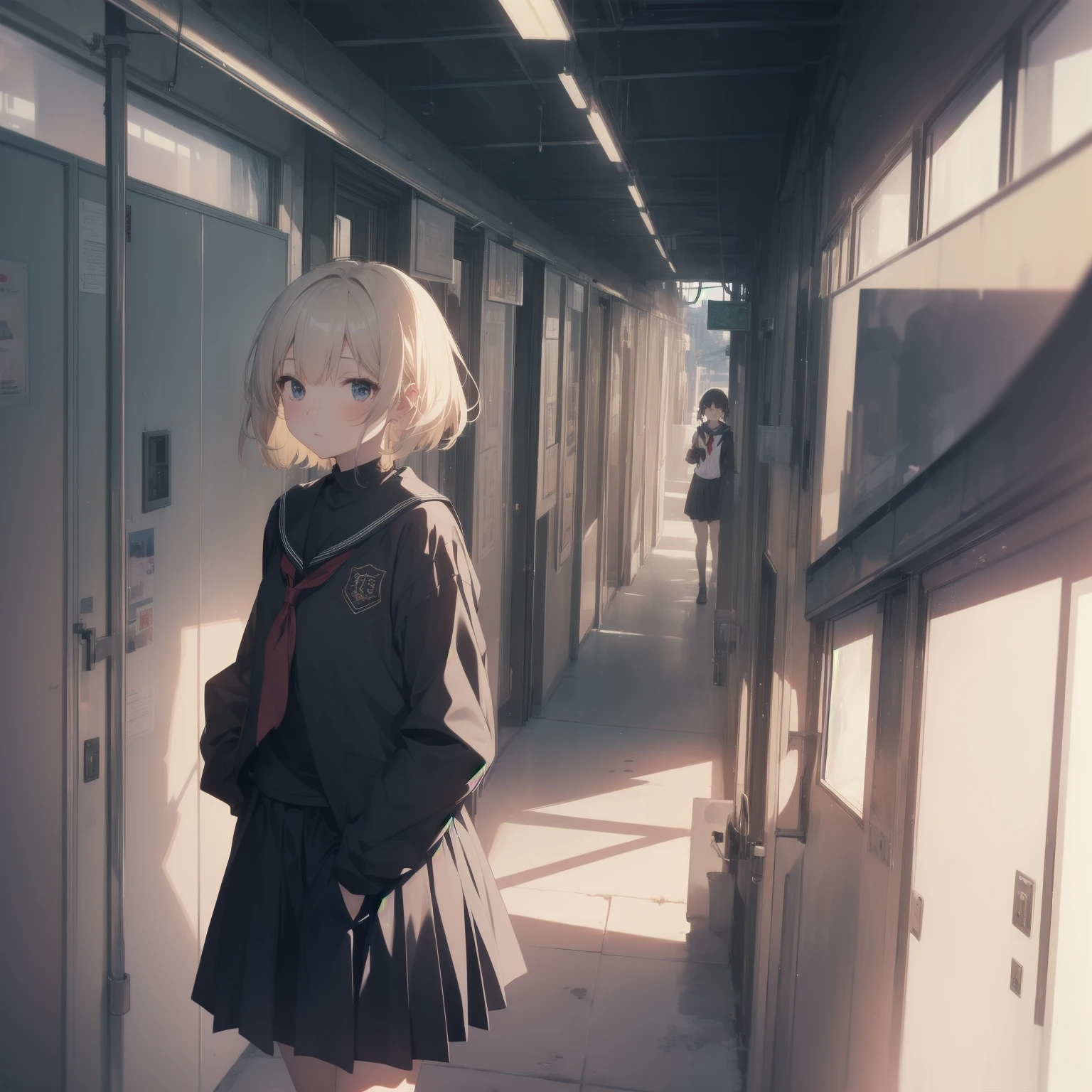 ultra-absurdres-Top quality by artist God, ultra-detailed, high resolution, anime moe artstyle, best anime 8k konachan wallpaper, pixiv contest winner, pool:2810, perfect anatomy,break, 1girl, (Please draw a girl walking sleepily to school alone. )break,(Solo,little female, 13-year-old:1.3),Full limbs, complete fingers,a junior high school student, (very short hair), short cut, flat chest, , small butt, small black eyes, beautiful detailed eyes, well-proportioned iris and pupils, expressive eyes, highres detailed hair, soft expression, salor school_uniform, sailor collar, serahuku, bow, pleated skirt,(Detailed Lighting), (Detailed background), in the School commute route. break,super detailed skin, Best cinematic lighting powered by famous artist, 8k,beauty illustration,photoshop_(medium),very aesthetic,break,((artist:shiromanta )), artist:clamp ,artist:carnelian ,artist:kantoku ,
