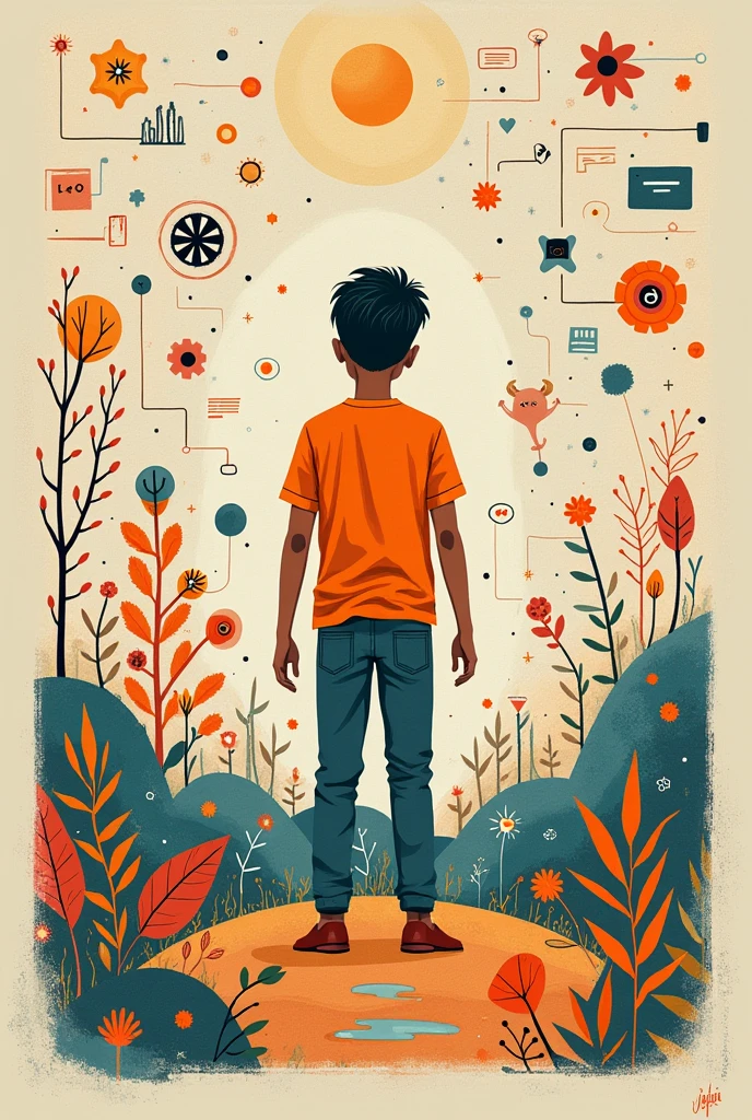 A creative poster with information on digital India more simple and look like a human has made it