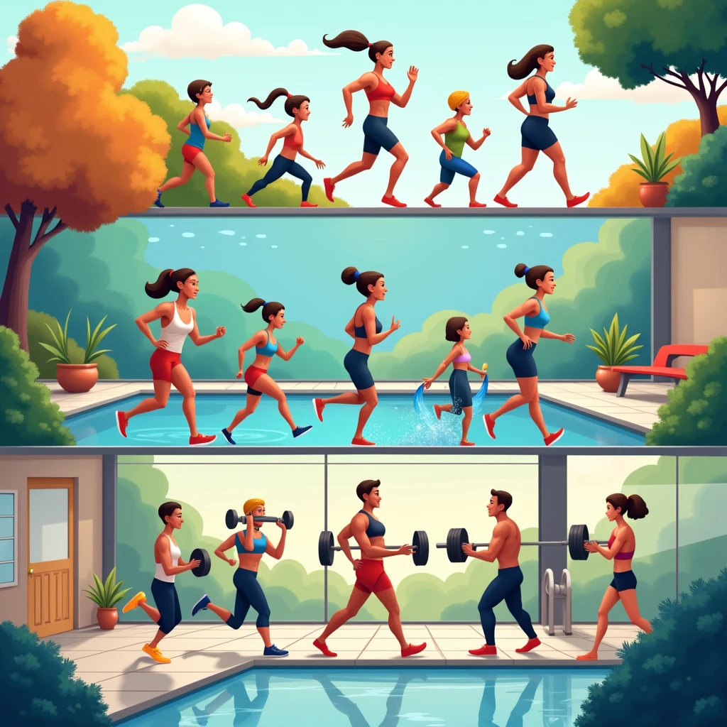 Insert a picture here showing people engaging in different forms of exercise, such as walking, swimming, and weightlifting.]