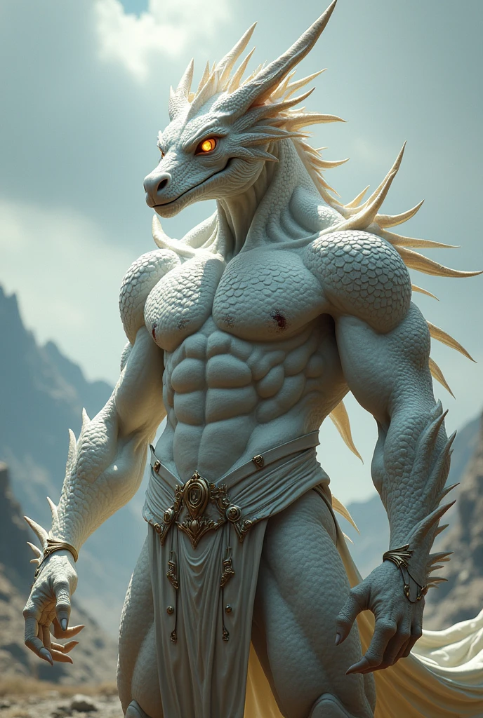 Dragonborn, white scales, strong father