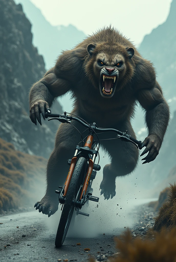 Beast falling from bike