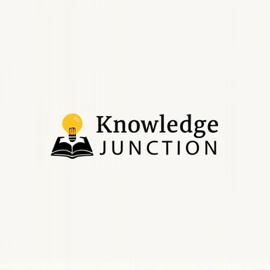 "Create a simple watermark for 'Knowledge Junction' with a stylized book or lightbulb and the channel name. Use a clean font and ensure it’s small and semi-transparent (150 x 150 pixels)."