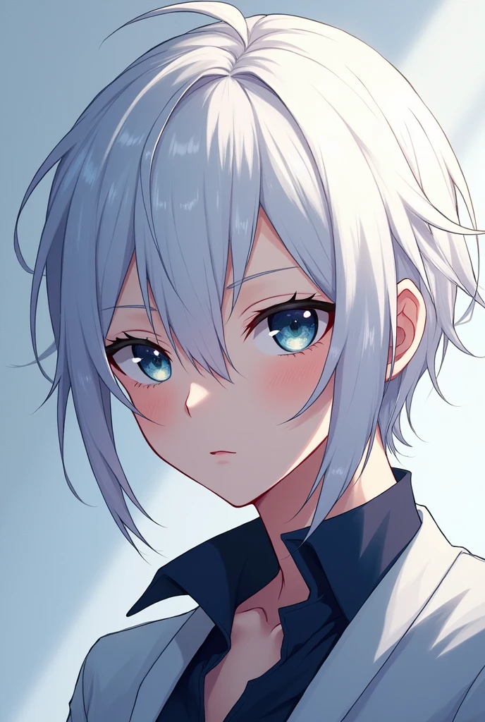 Anime boy with white hair