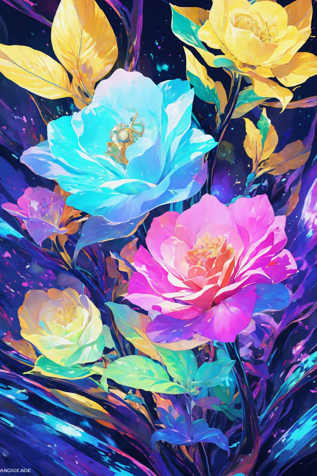 Ali, League of Legends, Sexy, wallpaper, Eyes Details,  (Rainbow Ombre Bioluminescent Dress), (starry night background), nebula, aurora, Dark background,