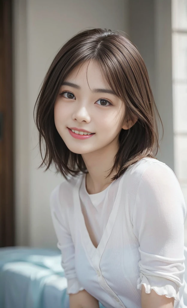 Look here and laugh、masterpiece, One Girl, alone, Glowing Eyes, Colorful summer clothes, , masterpiece, Highest quality, Realisticな, Ultra-detailed, blue sky, , (Very delicate and beautiful work), ((Masseter muscle area)), (Highest quality), One Woman, 18-year-old, (Sexually excited face:1.4), ( Shoulder cut hair,(Fair skin:1.2), Bright lighting, Natural light, Realistic lighting, Nice lips、Delicate face、(Realisticな、photograph_Realistic:1.4)、((Highest quality、masterpiece:1.3))、20-year-old、((Brown Hair))、((Pause))、((functional))、、A smile full of happiness、男性を魅了するPause、A seductive smile、short hair、