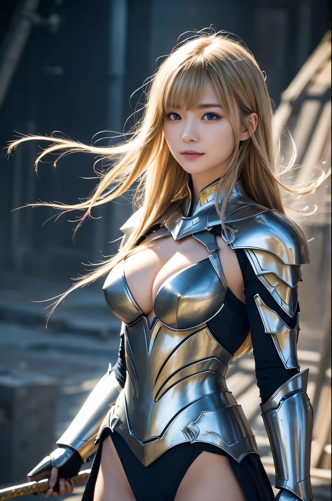 8k、Very detailedな、masterpiece、Highest quality、(Very detailed)、Short blonde bobヘアのAmerican Woman,Dynamic Angle、Mysterious look、Wind effects、Fantasyの背景、Rim Light、Cinematic Light、Ultra-high resolution、8k,Film Grain、Best Shadow、delicate、to be born、Particles of light、Fine skin、Detailed Armor Textures、Detailed face、Complexディテール、Very detailedなな、Shine、A powerful deception、Silver Armor、Big and ample breasts,Scapula、Shine目、 Long Cape、Fantasy、(to be bornきto be bornきとした)、Shoulder Armor、Complex、Complex、Perfect lighting、Looking at the audience、Cinema Lighting、Holy Light、wonderful、bangs、the wind is strong、Frozen Mountain々々、The Lich Queen,sexy,Charm,Short blonde bob,精密な装飾が施されたsexy胸部アーマー,Top view,smile,sexy胸元,The abdominal muscles are intense and defined,Accentuate your cleavage,Dynamic Fighting Pose,American Woman,blue eyes,sexy衣装,Showing very large cleavage,